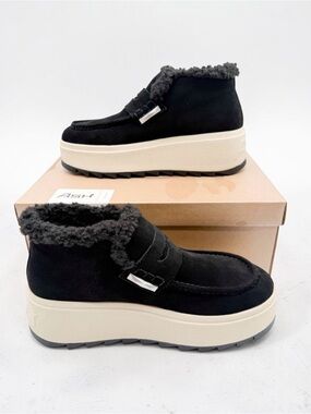 Ash Magic Moc Platform Lug Sole Ankle Boot Suede Shearling Black EU41 US 11 NEW